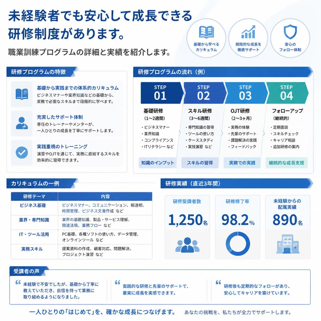 充実した職業訓練プログラム