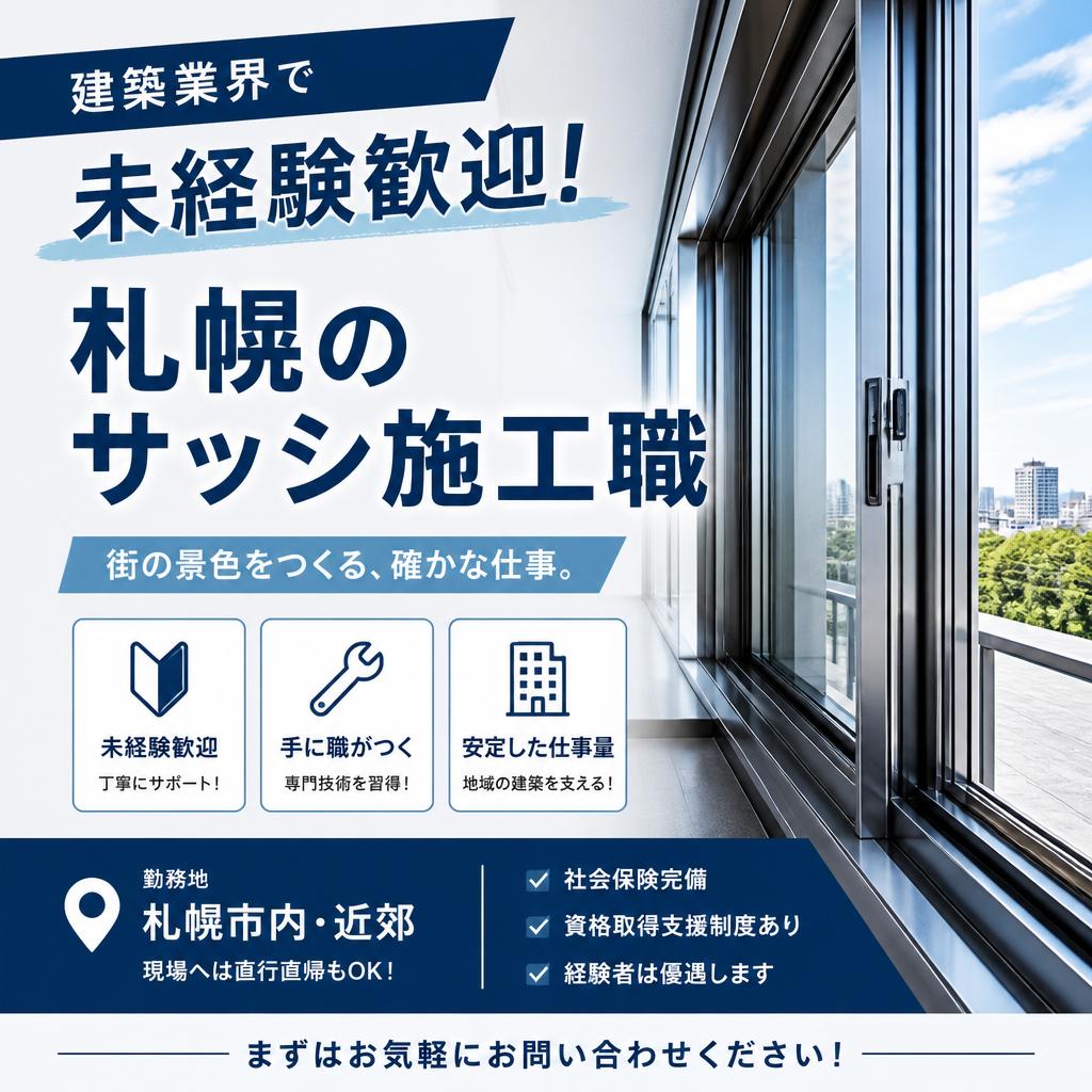 建築業界で未経験歓迎！札幌のサッシ施工職