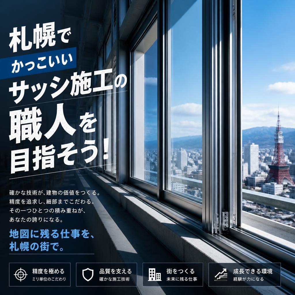 札幌でかっこいいサッシ施工の職人を目指そう！