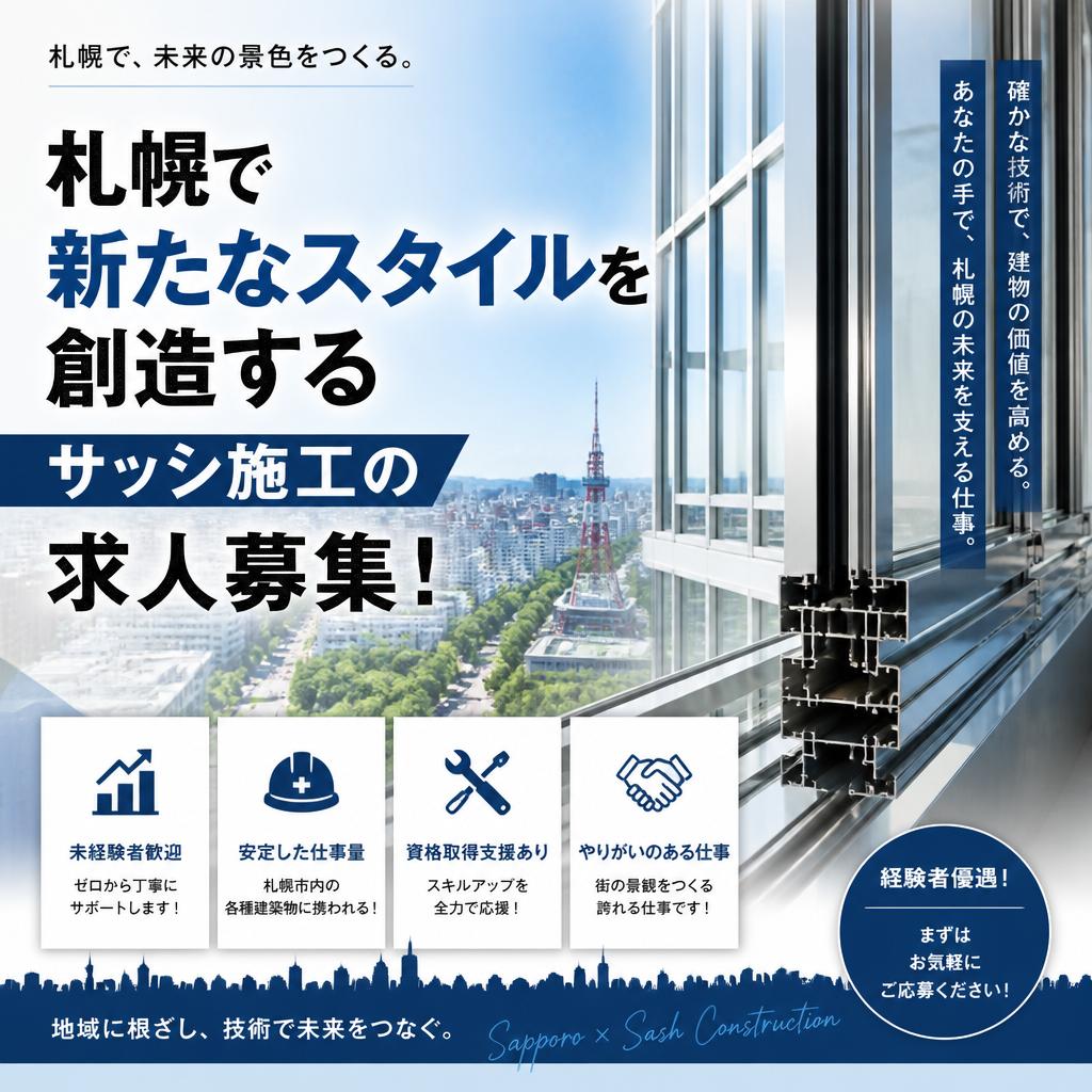 札幌で新たなスタイルを創造するサッシ施工の求人募集！