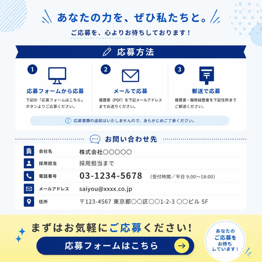 今すぐ応募・お問い合わせ