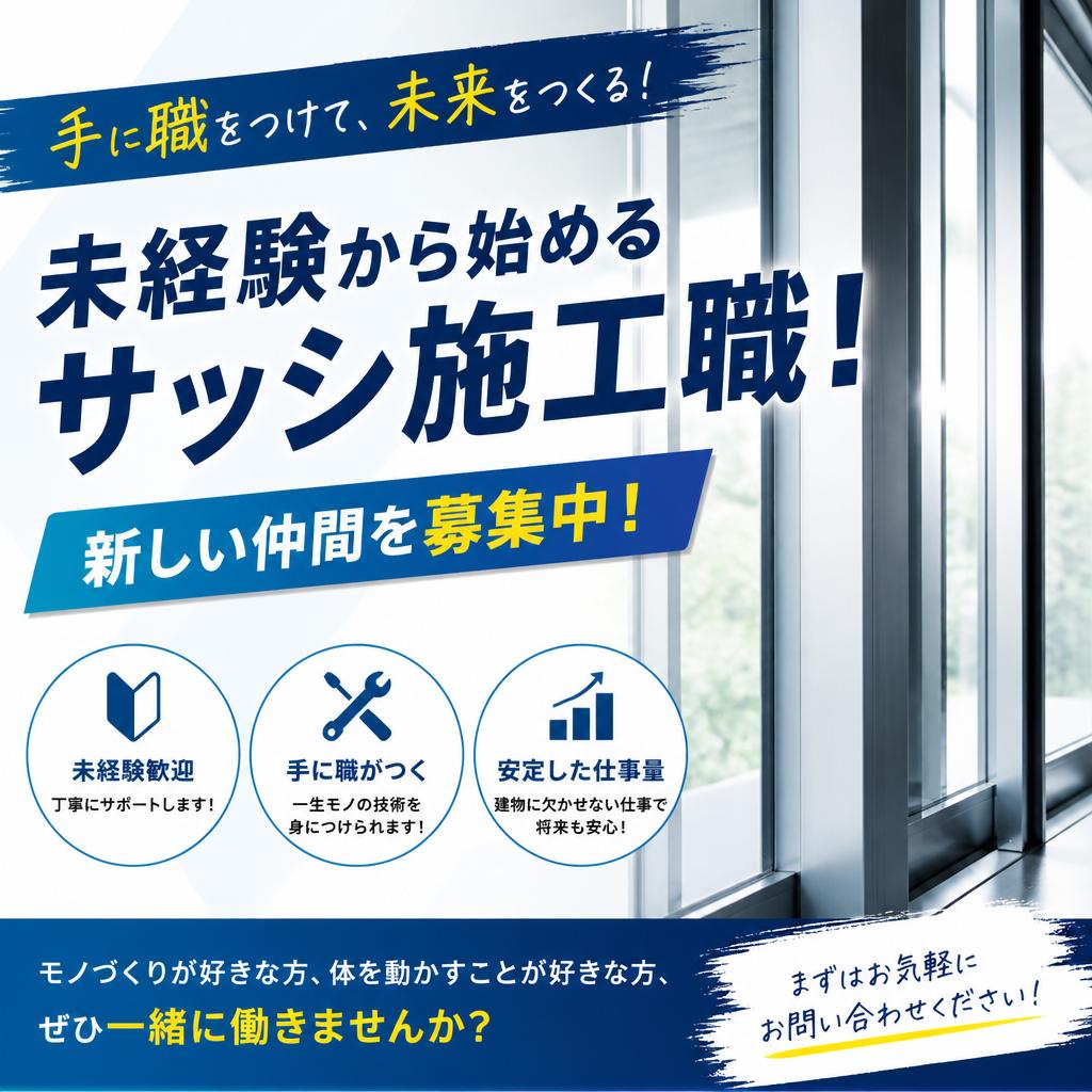 未経験から始めるサッシ施工職！新しい仲間を募集中！