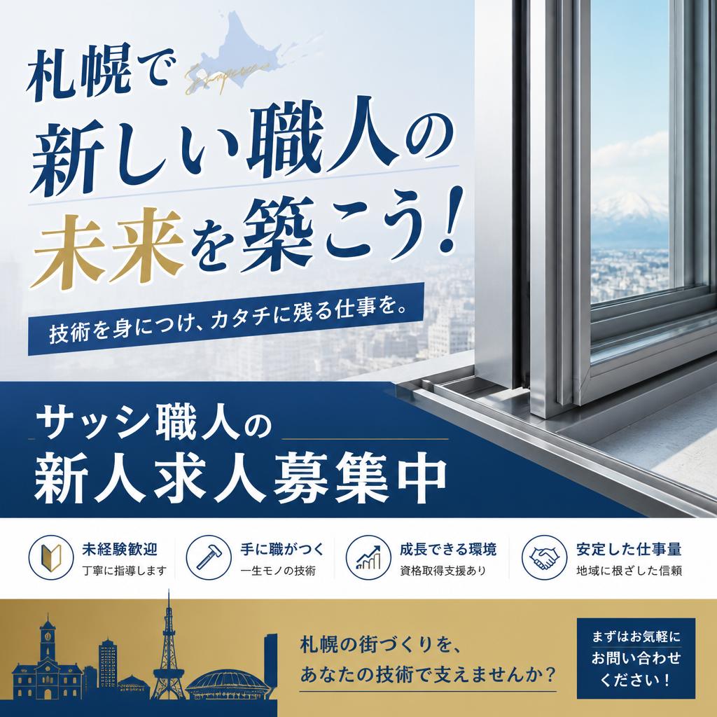 札幌で新しい職人の未来を築こう！サッシ職人の新人求人募集中