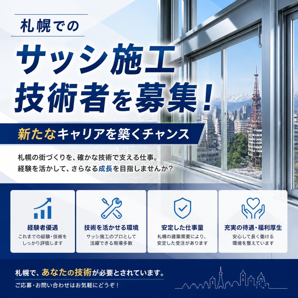 札幌でのサッシ施工技術者を募集！新たなキャリアを築くチャンス