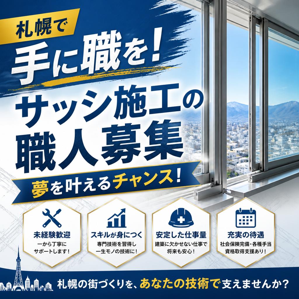 札幌で手に職を！サッシ施工の職人募集、夢を叶えるチャンス！