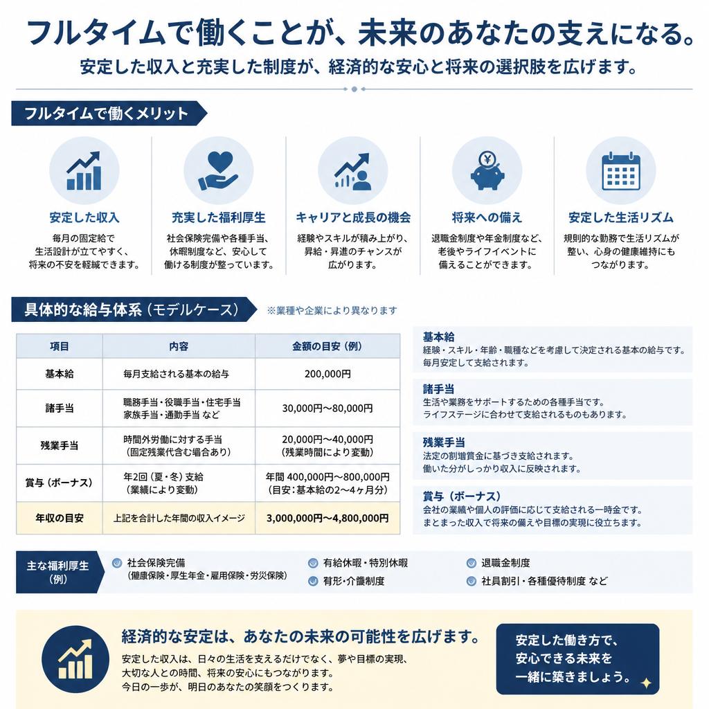 フルタイムで安定した収入を手に入れる