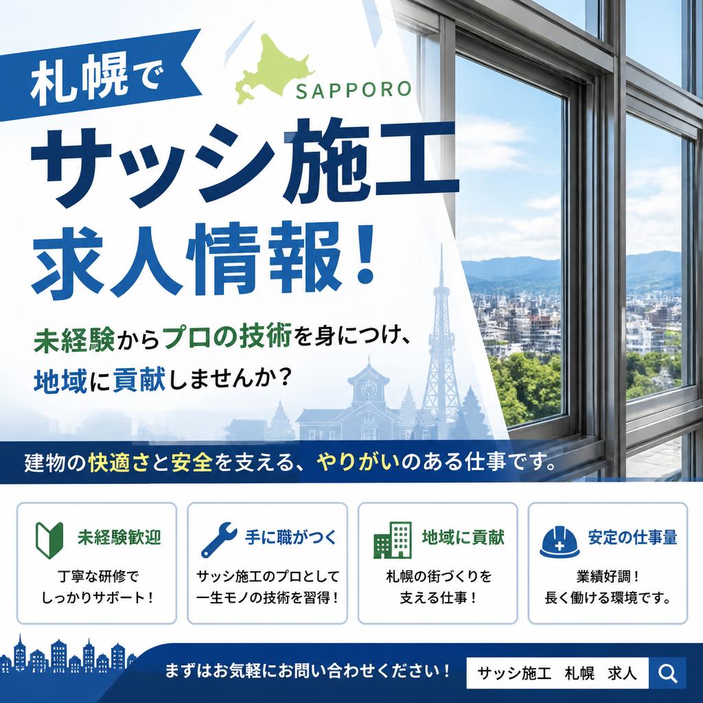 札幌でサッシ施工の求人情報！未経験からプロの技術を身につけ、地域に貢献しませんか？