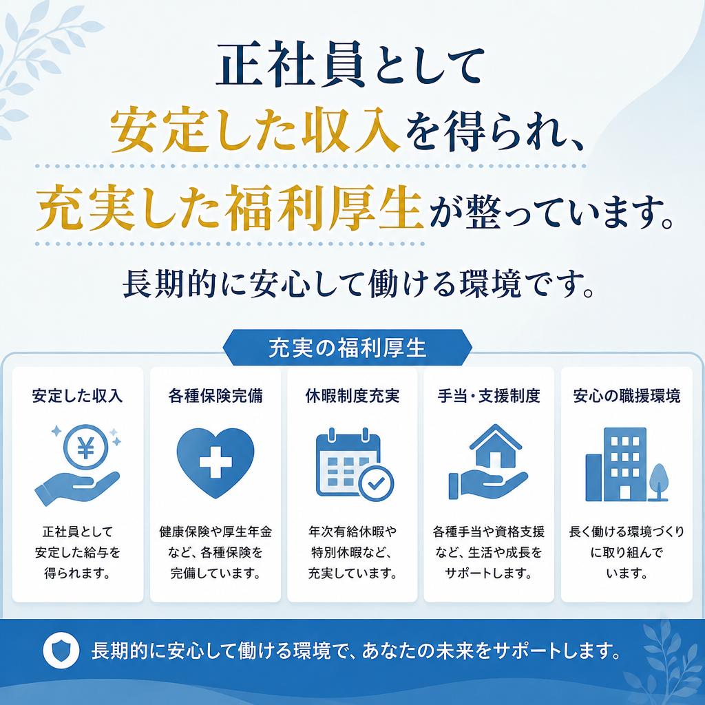 安定した収入と福利厚生