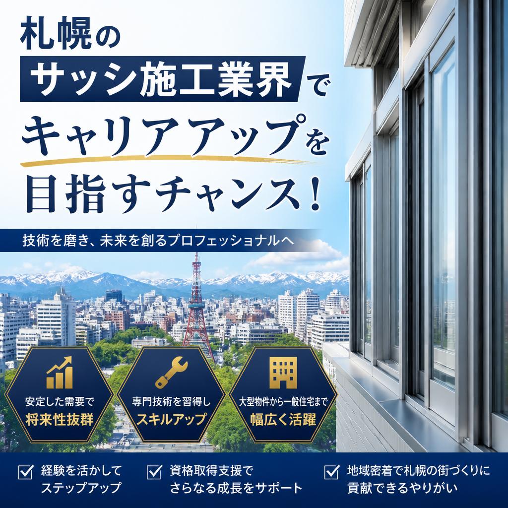 札幌のサッシ施工業界でキャリアアップを目指すチャンス！